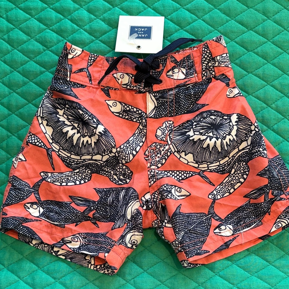 5 for $35- Janie and Jack Coral Turtle Pattern Swim Shorts
